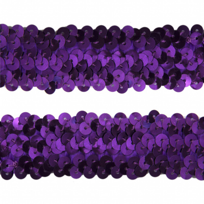 Тесьма с пайетками 12, шир. 30 мм/уп. 25+/-1 м, цвет фиолет - купить в Железногорске. Цена: 1 098.48 руб.