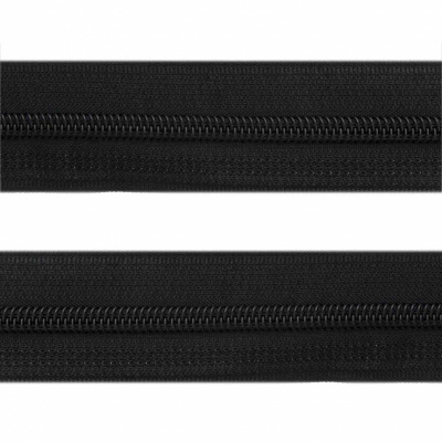 Рулонная молния с покрытием PVC спираль тип 3 (упак.270м) -черная с полосой СВО - купить в Железногорске. Цена: 12.74 руб.