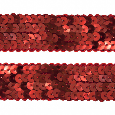 Тесьма с пайетками 3, шир. 20 мм/уп. 25+/-1 м, цвет красный - купить в Железногорске. Цена: 778.19 руб.