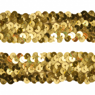 Тесьма с пайетками D16, шир. 30 мм/уп. 25+/-1 м, цвет золото - купить в Железногорске. Цена: 1 087.39 руб.