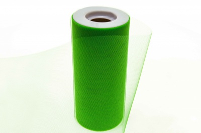 Фатин в шпульках 16-146, 10 гр/м2, шир. 15 см (в нам. 25+/-1 м), цвет зелёный - купить в Железногорске. Цена: 100.69 руб.