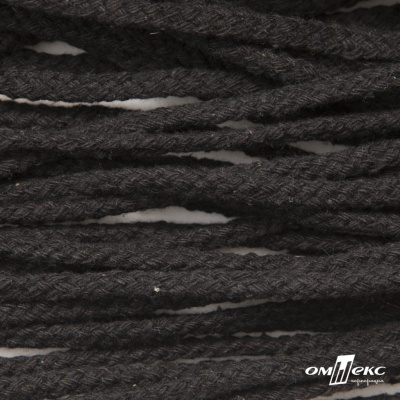 Шнур плетеный d-6 мм круглый, 70% хлопок 30% полиэстер, уп.90+/-1 м, цв.1078-черный - купить в Железногорске. Цена: 588 руб.