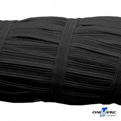 Резиновые нити с текстильным покрытием, шир. 6 мм (55 м/уп), цв.-черный - купить в Железногорске. Цена: 210.75 руб.