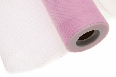 Фатин в шпульках 16-14, 10 гр/м2, шир. 15 см (в нам. 25+/-1 м), цвет розовый - купить в Железногорске. Цена: 100.69 руб.