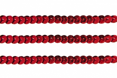 Пайетки "ОмТекс" на нитях, SILVER-BASE, 6 мм С / упак.73+/-1м, цв. 3 - красный - купить в Железногорске. Цена: 468.37 руб.