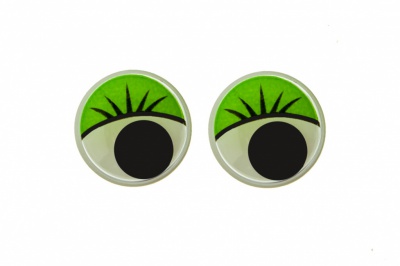Глазки для игрушек, круглые, с бегающими зрачками, 15 мм/упак.50+/-2 шт, цв. -зеленый - купить в Железногорске. Цена: 113.01 руб.