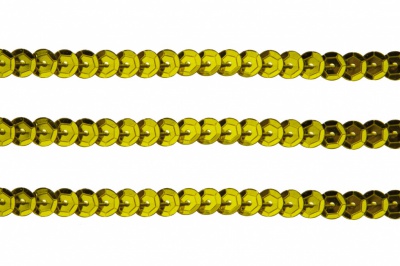 Пайетки "ОмТекс" на нитях, SILVER-BASE, 6 мм С / упак.73+/-1м, цв. 7 - св.золото - купить в Железногорске. Цена: 468.37 руб.