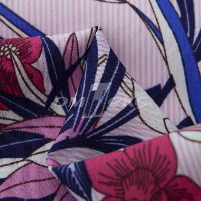Плательная ткань "Фламенко" 18.1, 80 гр/м2, шир.150 см, принт растительный - купить в Железногорске. Цена 239.03 руб.
