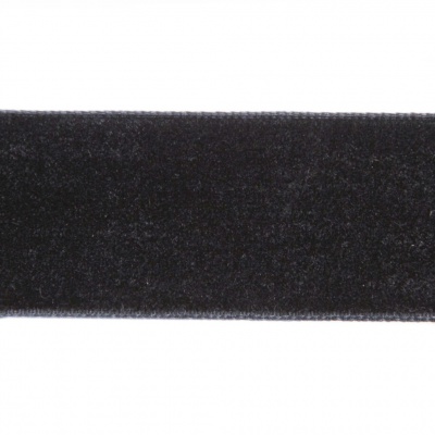 Лента бархатная нейлон, шир.25 мм, (упак. 45,7м), цв.03-черный - купить в Железногорске. Цена: 800.84 руб.