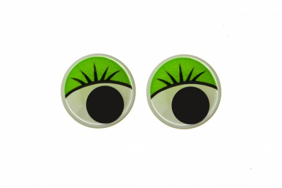 Глазки для игрушек, круглые, с бегающими зрачками, 12 мм/упак.50+/-2 шт, цв. -зеленый - купить в Железногорске. Цена: 95.04 руб.
