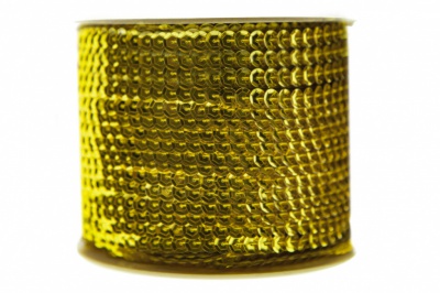 Пайетки "ОмТекс" на нитях, SILVER-BASE, 6 мм С / упак.73+/-1м, цв. 7 - св.золото - купить в Железногорске. Цена: 468.37 руб.
