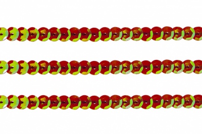 Пайетки "ОмТекс" на нитях, CREAM, 6 мм С / упак.73+/-1м, цв. 96 - красный - купить в Железногорске. Цена: 484.77 руб.