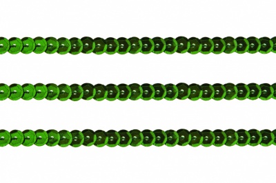 Пайетки "ОмТекс" на нитях, SILVER-BASE, 6 мм С / упак.73+/-1м, цв. 4 - зеленый - купить в Железногорске. Цена: 484.77 руб.