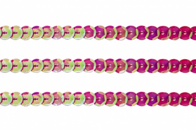 Пайетки "ОмТекс" на нитях, CREAM, 6 мм С / упак.73+/-1м, цв. 89 - розовый - купить в Железногорске. Цена: 468.37 руб.
