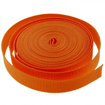 Стропа текстильная, шир. 25 мм (в нам. 50+/-1 ярд), цвет оранжевый - купить в Железногорске. Цена: 409.94 руб.